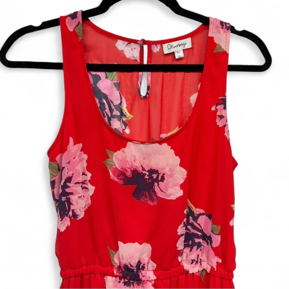 Olsenboye Red Floral High Low Dress - Picture 3 of 11
